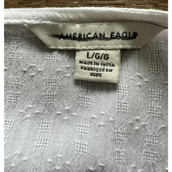 American Eagle Top Womens Large White Long Sleeve Babydoll Open Back Viscose - Picture 5 of 10